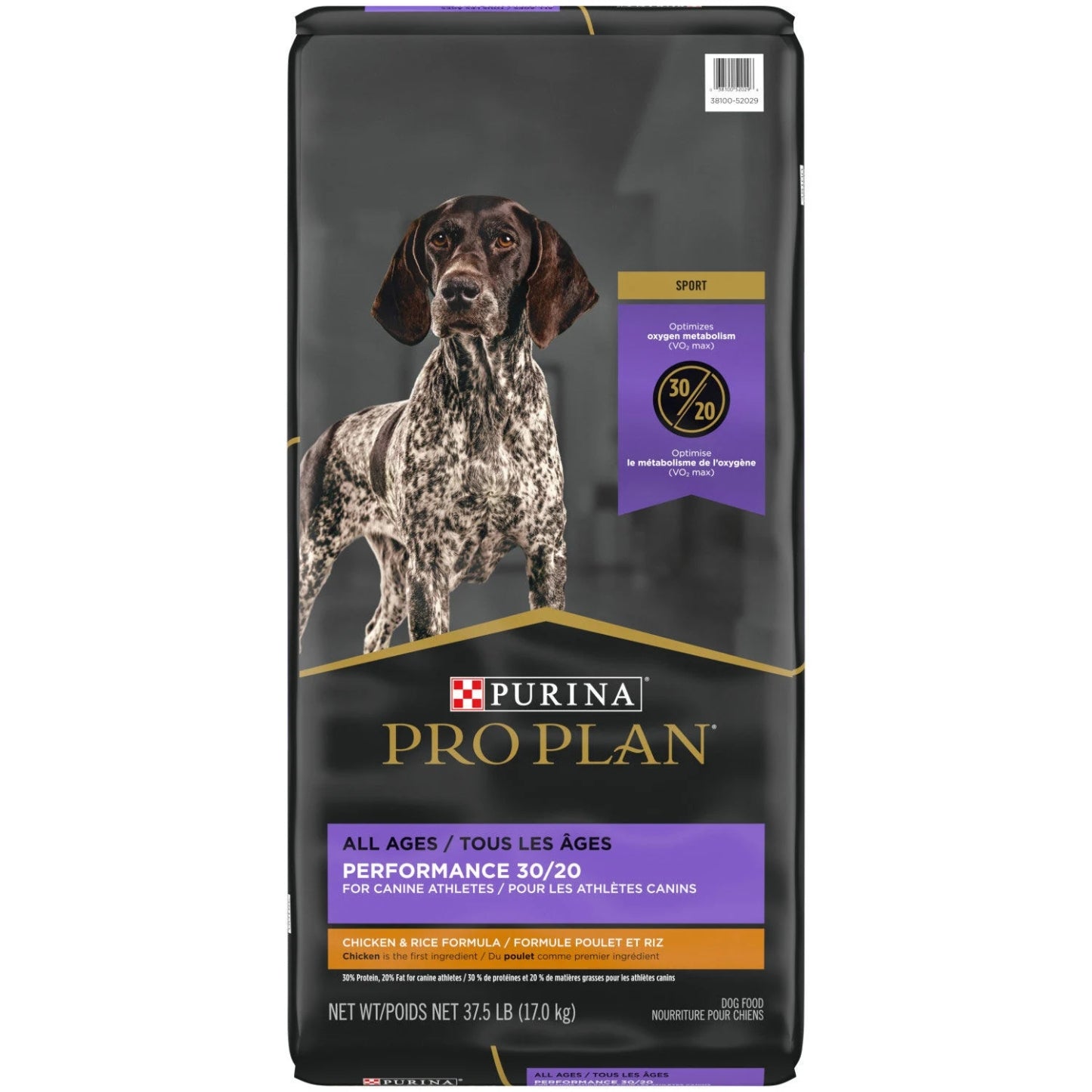 PRO PLAN | Nourriture pour chien - Performance 30/20 - Poulet et riz - 17 Kg (37.5lbs)